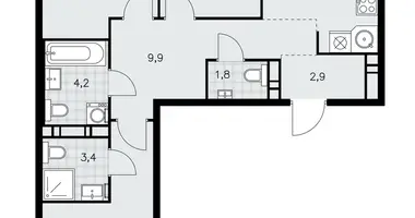 Apartamento 3 habitaciones en poselenie Sosenskoe, Rusia