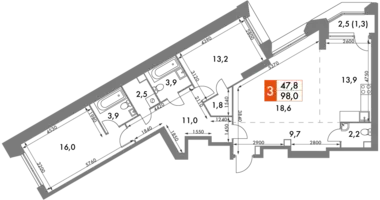 Квартира 3 комнаты в район Коньково, Россия