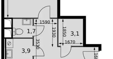 Apartamento 2 habitaciones en Razvilka, Rusia