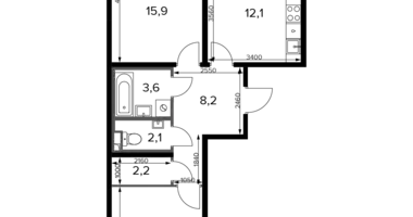 Apartamento 2 habitaciones en Potapovo, Rusia