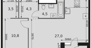 2 room apartment in Moscow, Russia