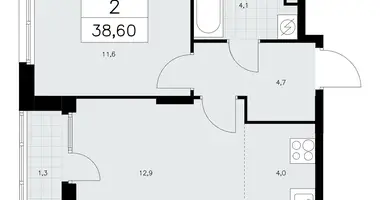 Apartamento 2 habitaciones en poselenie Sosenskoe, Rusia