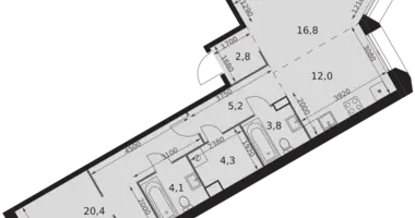 2 room apartment in Moscow, Russia