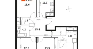 Apartamento 4 habitaciones en Razvilka, Rusia