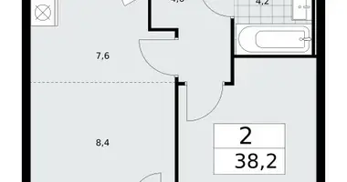 Apartamento 2 habitaciones en Moscú, Rusia