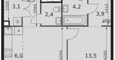 Apartamento 2 habitaciones en North-Western Administrative Okrug, Rusia