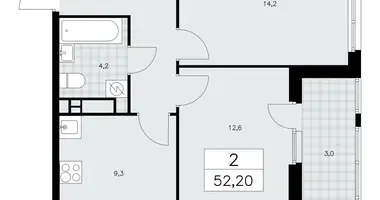 Apartamento 2 habitaciones en poselenie Sosenskoe, Rusia