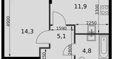 Apartamento 1 habitación en North-Western Administrative Okrug, Rusia