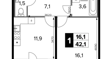 Квартира 1 комната в Химки, Россия