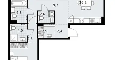 3 room apartment in Kommunarka, Russia