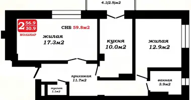 2 room apartment in Minsk, Belarus