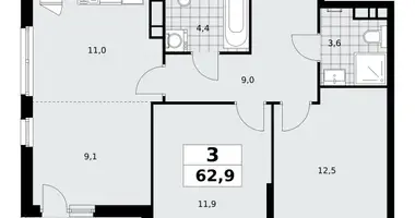 Apartamento 3 habitaciones en Moscú, Rusia