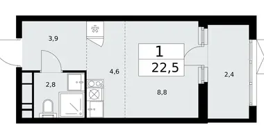 Wohnung 1 Zimmer in Moskau, Russland