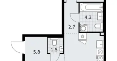 Wohnung 2 zimmer in Troizk, Russland