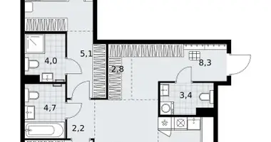 Квартира 3 комнаты в район Коммунарка, Россия
