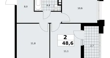 Wohnung 2 zimmer in poselenie Sosenskoe, Russland