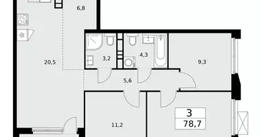 Wohnung 3 Zimmer in poselenie Sosenskoe, Russland