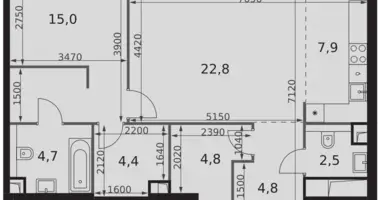 Apartamento 2 habitaciones en North-Western Administrative Okrug, Rusia