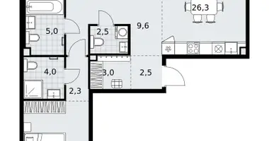 Apartamento 3 habitaciones en Kommunarka, Rusia