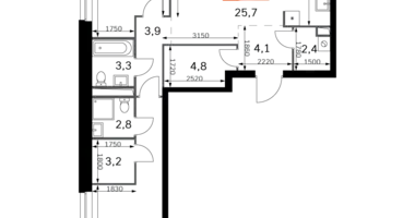 Apartamento 3 habitaciones en Moscú, Rusia