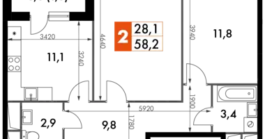 Apartamento 2 habitaciones en Razvilka, Rusia