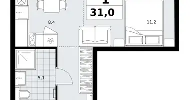 Квартира 1 комната в район Коммунарка, Россия