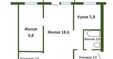 Квартира 2 комнаты в Лида, Беларусь