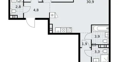 Apartamento 3 habitaciones en poselenie Sosenskoe, Rusia