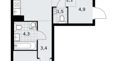 2 room apartment in Kommunarka, Russia