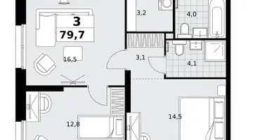 Wohnung 3 zimmer in Kommunarka, Russland