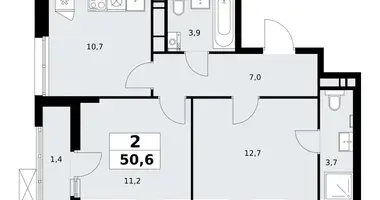 Apartamento 2 habitaciones en poselenie Sosenskoe, Rusia