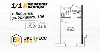 Квартира 1 комната в Бобруйск, Беларусь
