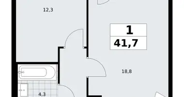1 room apartment in Troitsk, Russia