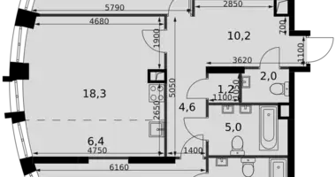Apartamento 3 habitaciones en Moscú, Rusia
