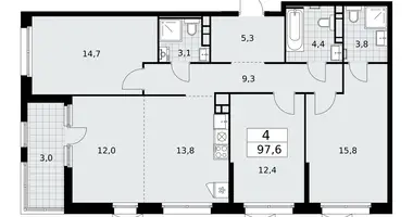 Apartamento 4 habitaciones en Moscú, Rusia