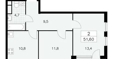 Wohnung 2 Zimmer in Südwestlicher Verwaltungsbezirk, Russland