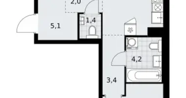 Apartamento 2 habitaciones en Troitsk, Rusia