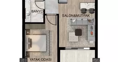 Apartamento 2 habitaciones en Mersin, Turquía