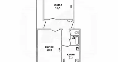 2 room apartment in Lieninski, Belarus