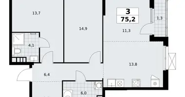 Wohnung 3 zimmer in Südwestlicher Verwaltungsbezirk, Russland