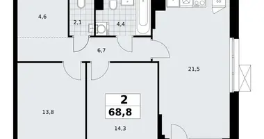 Apartamento 2 habitaciones en Kommunarka, Rusia