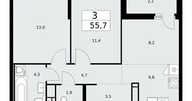 Wohnung 3 Zimmer in Moskau, Russland