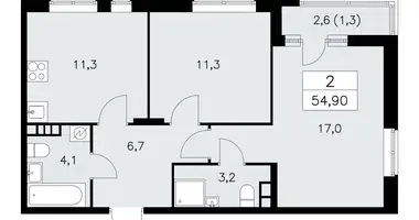 Apartamento 2 habitaciones en poselenie Sosenskoe, Rusia