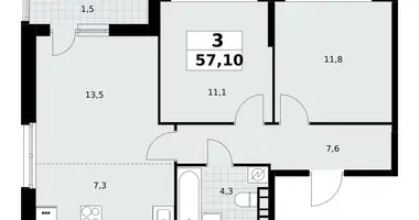 Apartamento 3 habitaciones en Postnikovo, Rusia