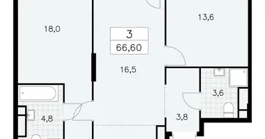 Wohnung 3 zimmer in Südwestlicher Verwaltungsbezirk, Russland