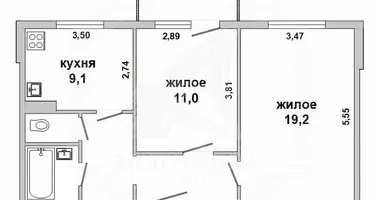 2 room apartment in Damachava, Belarus