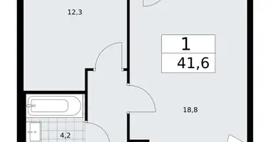 Apartamento 1 habitación en Troitsk, Rusia