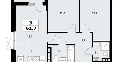 Apartamento 3 habitaciones en poselenie Sosenskoe, Rusia