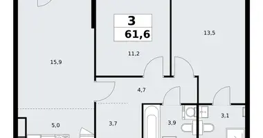 Apartamento 3 habitaciones en poselenie Sosenskoe, Rusia