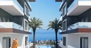 1 room apartment with balcony, with air conditioning, with sea view in Mahmutlar, Turkey